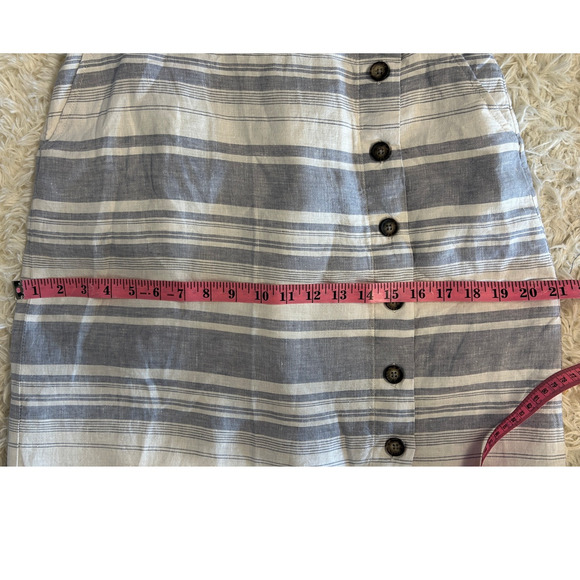 Cynthia Rowley Women's Size M Blue & White Striped 100% Linen Midi Skirt #0470 - Picture 10 of 10